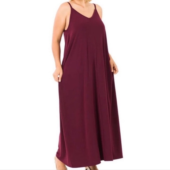 ZENANA Adjustable Spaghetti Strap V-neck Cami Maxi Dress NIP - Picture 3 of 4